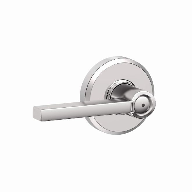 Schlage Latitude Privacy Lever With Greyson Rosette in Bright Chrome finish