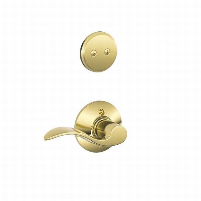 Schlage Left Hand Accent Dummy Lever Interior Trim - Exterior Handleset Sold Separately in Bright Brass finish