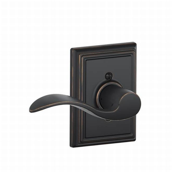 Schlage Left Hand Accent Dummy Lever With Addison Rosette Interior Trim - Exterior Handleset Sold Separately in Aged Bronze finish