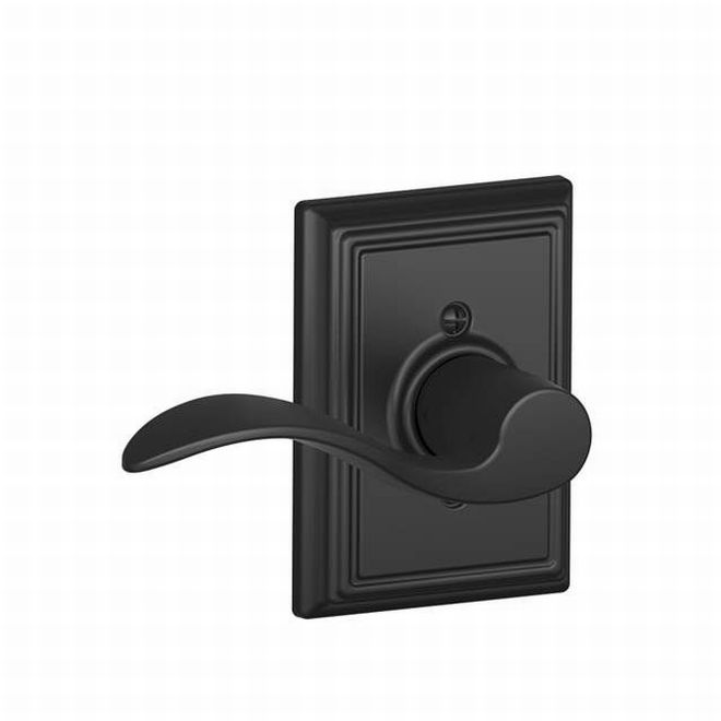 Schlage Left Hand Accent Dummy Lever With Addison Rosette Interior Trim - Exterior Handleset Sold Separately in Flat Black finish