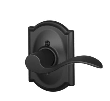 Schlage Left Hand Accent Dummy Lever With Camelot Rosette Interior Trim - Exterior Handleset Sold Separately in Flat Black finish