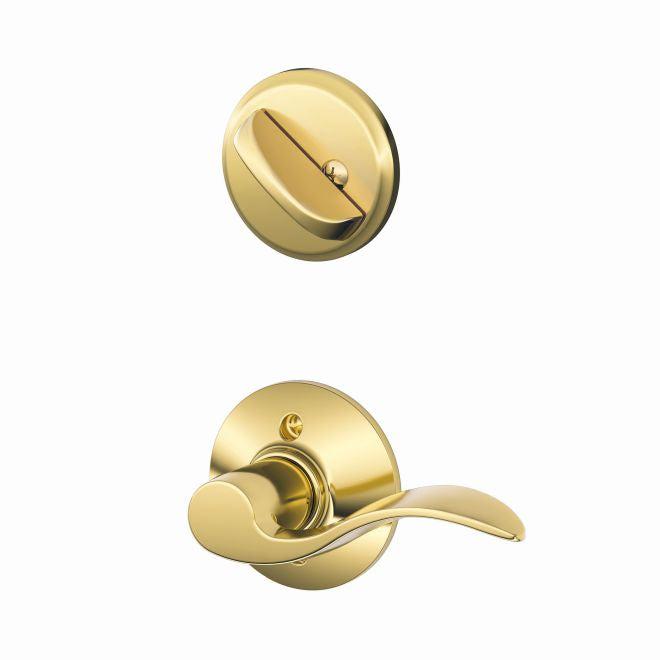 Schlage Left Hand Accent Lever Interior Active Trim - Exterior Handleset Sold Separately in Bright Brass finish