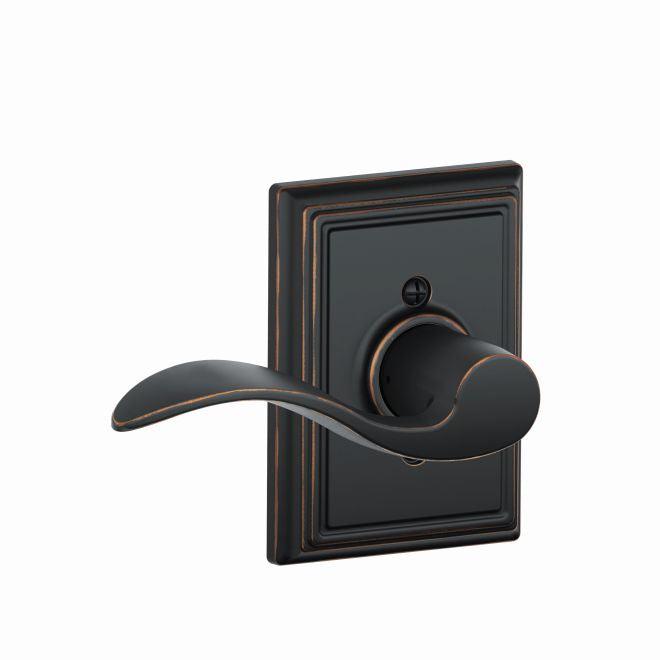 Schlage Left Hand Accent Lever With Addison Rosette Half Dummy in Aged Bronze finish