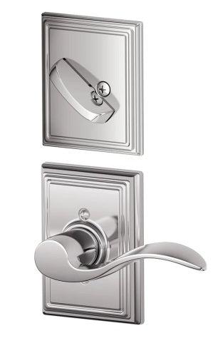 Schlage Left Hand Accent Lever With Addison Rosette Interior Active Trim - Exterior Handleset Sold Separately in Bright Chrome finish