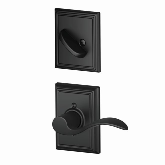 Schlage Left Hand Accent Lever With Addison Rosette Interior Active Trim - Exterior Handleset Sold Separately in Flat Black finish