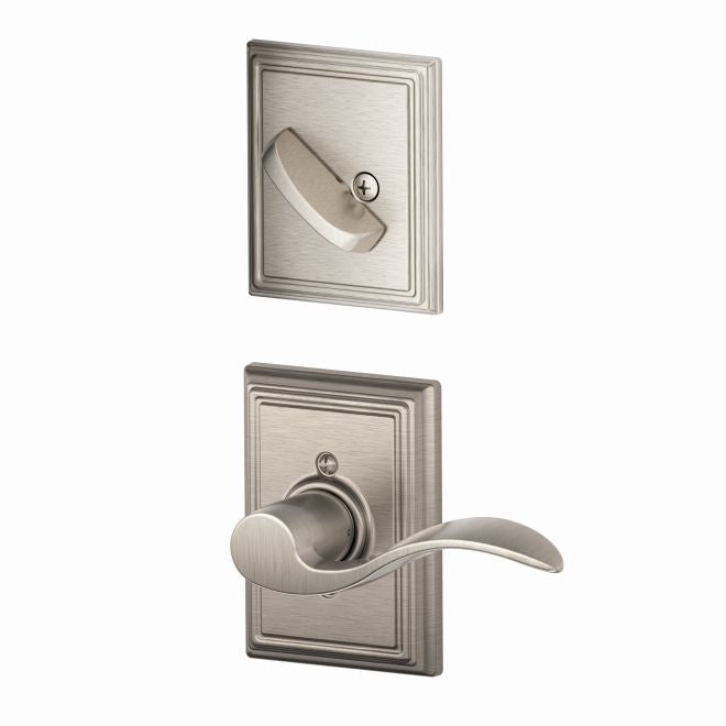 Schlage Left Hand Accent Lever With Addison Rosette Interior Active Trim - Exterior Handleset Sold Separately in Satin Nickel finish