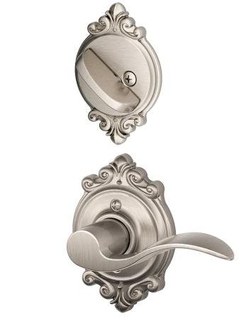 Schlage Left Hand Accent Lever With Brookshire Rosette Interior Active Trim - Exterior Handleset Sold Separately in Satin Nickel finish