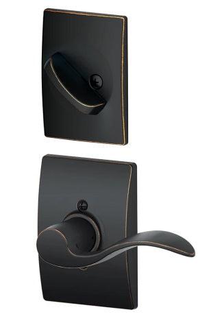 Schlage Left Hand Accent Lever With Century Rosette Interior Active Trim - Exterior Handleset Sold Separately in Aged Bronze finish