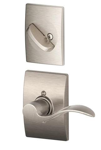 Schlage Left Hand Accent Lever With Century Rosette Interior Active Trim - Exterior Handleset Sold Separately in Satin Nickel finish