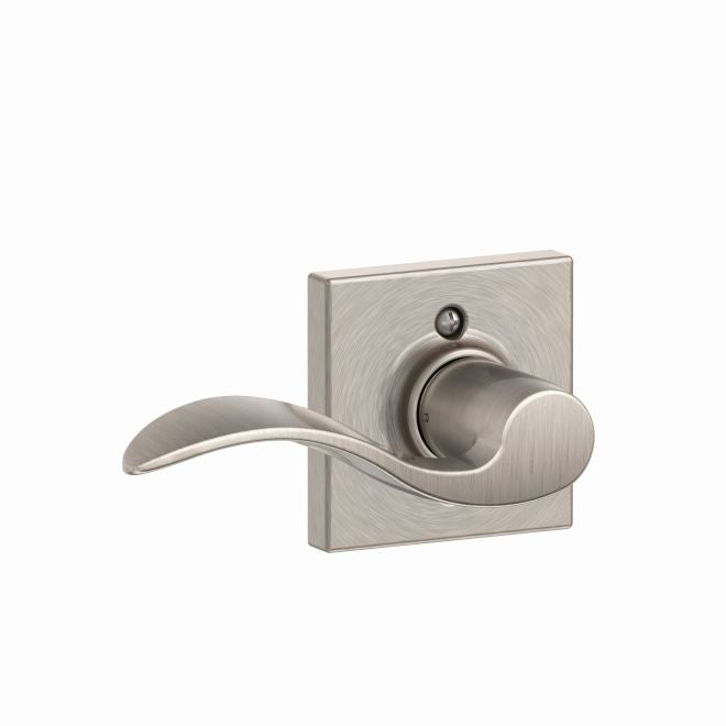 Schlage Left Hand Accent Lever With Collins Rosette Half Dummy in Satin Nickel finish