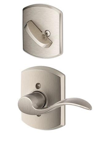 Schlage Left Hand Accent Lever With Greenwich Rosette Interior Active Trim - Exterior Handleset Sold Separately in Satin Nickel finish