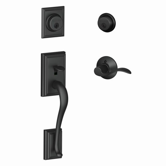 Schlage Left Hand Addison Double Cylinder Handleset With Accent Lever in Flat Black finish