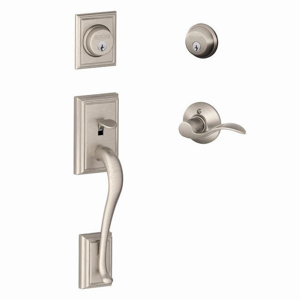 Schlage Left Hand Addison Double Cylinder Handleset With Accent Lever in Satin Nickel finish