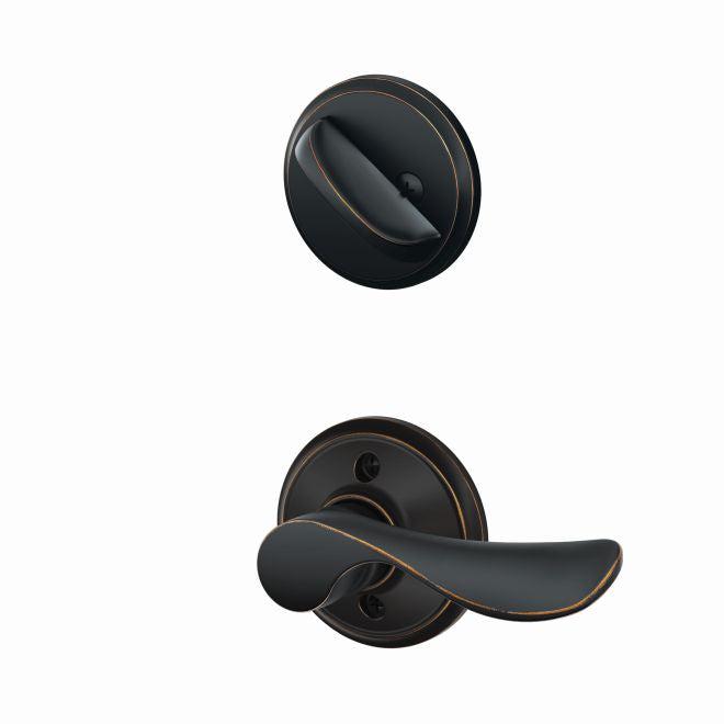 Schlage Left Hand Champagne Lever Interior Active Trim - Exterior Handleset Sold Separately in Aged Bronze finish