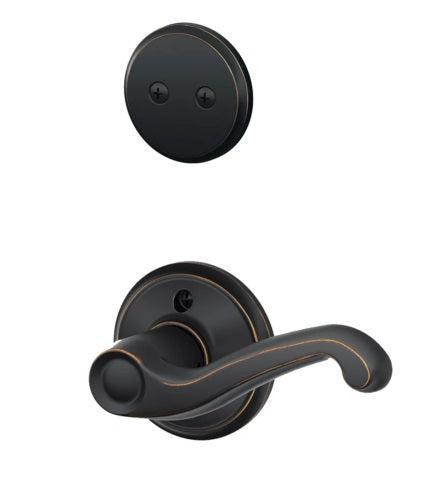 Schlage Left Hand Flair Dummy Lever Interior Trim - Exterior Handleset Sold Separately in Aged Bronze finish