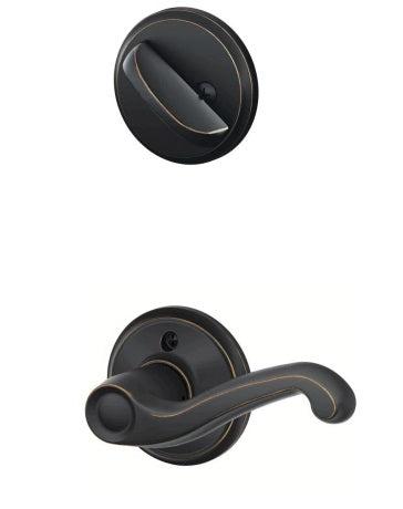 Schlage Left Hand Flair Lever Interior Active Trim - Exterior Handleset Sold Separately in Aged Bronze finish