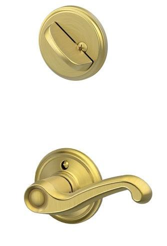 Schlage Left Hand Flair Lever Interior Active Trim - Exterior Handleset Sold Separately in Satin Brass finish