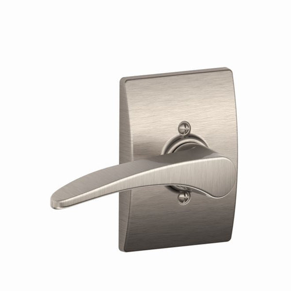 Schlage Left Hand Manhattan Lever With Century Rosette Half Dummy in Satin Nickel finish