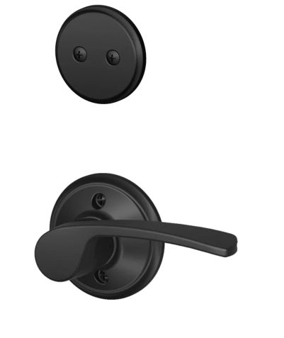 Schlage Left Hand Merano Dummy Lever Interior Trim - Exterior Handleset Sold Separately in Flat Black finish