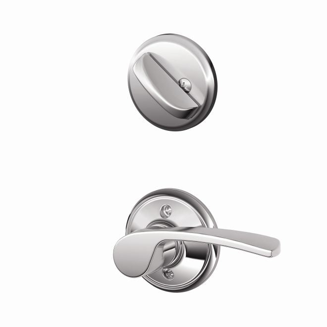 Schlage Left Hand Merano Lever Interior Active Trim - Exterior Handleset Sold Separately in Bright Chrome finish