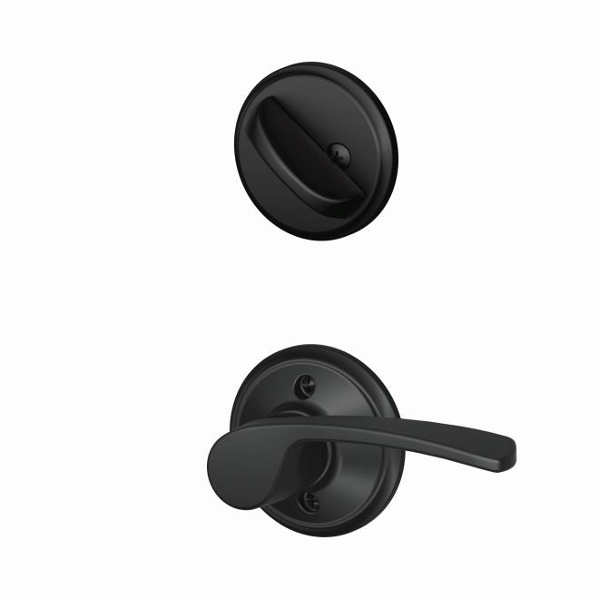 Schlage Left Hand Merano Lever Interior Active Trim - Exterior Handleset Sold Separately in Flat Black finish