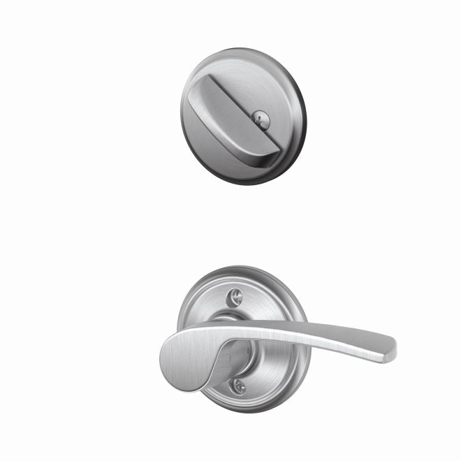 Schlage Left Hand Merano Lever Interior Active Trim - Exterior Handleset Sold Separately in Satin Chrome finish