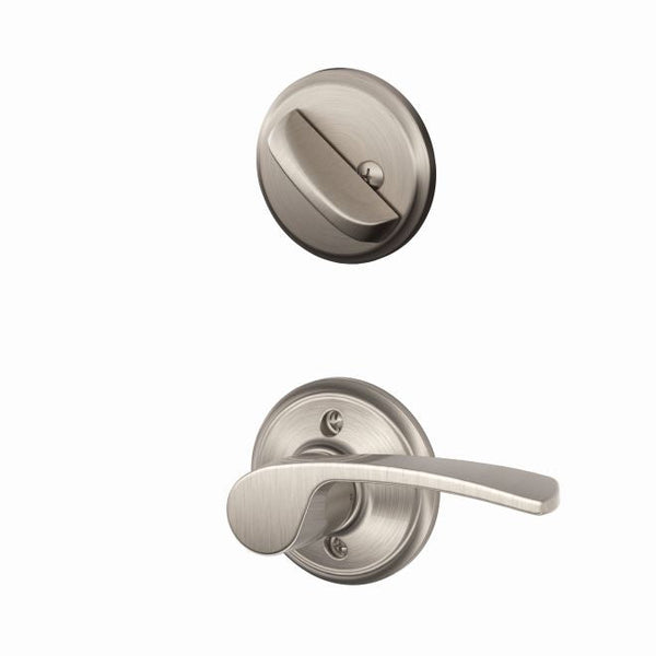 Schlage Left Hand Merano Lever Interior Active Trim - Exterior Handleset Sold Separately in Satin Nickel finish