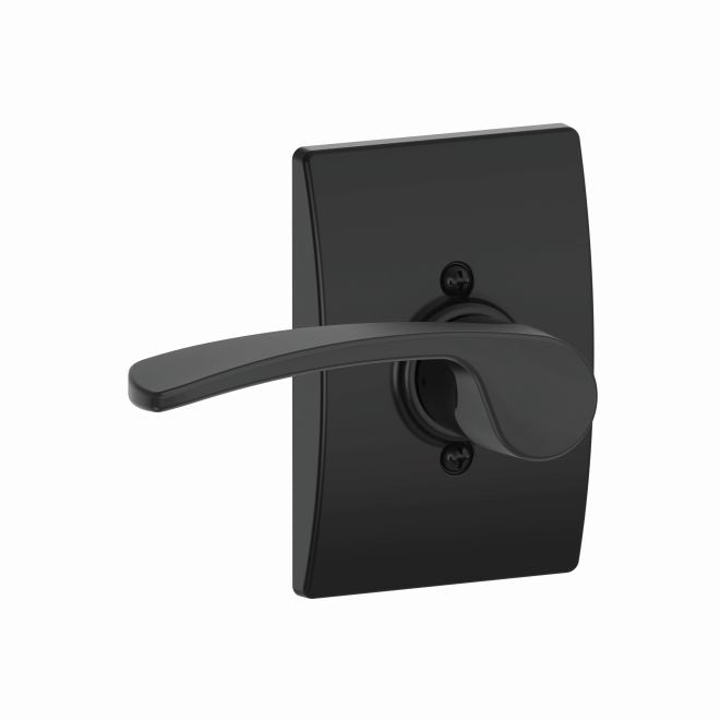 Schlage Left Hand Merano Lever With Century Rosette Half Dummy in Flat Black finish