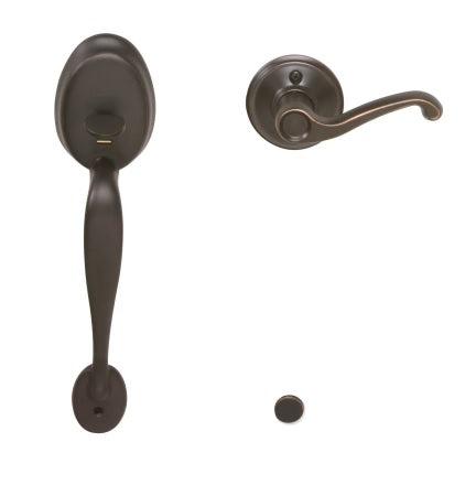 Schlage Left Hand Plymouth Bottom Half Handleset With Flair Lever in Aged Bronze finish