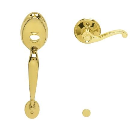 Schlage Left Hand Plymouth Bottom Half Handleset With Flair Lever in Lifetime Brass finish