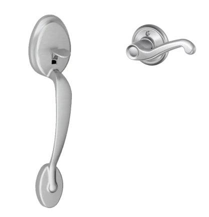 Schlage Left Hand Plymouth Bottom Half Handleset With Flair Lever in Satin Chrome finish