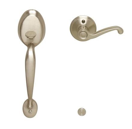 Schlage Left Hand Plymouth Bottom Half Handleset With Flair Lever in Satin Nickel finish