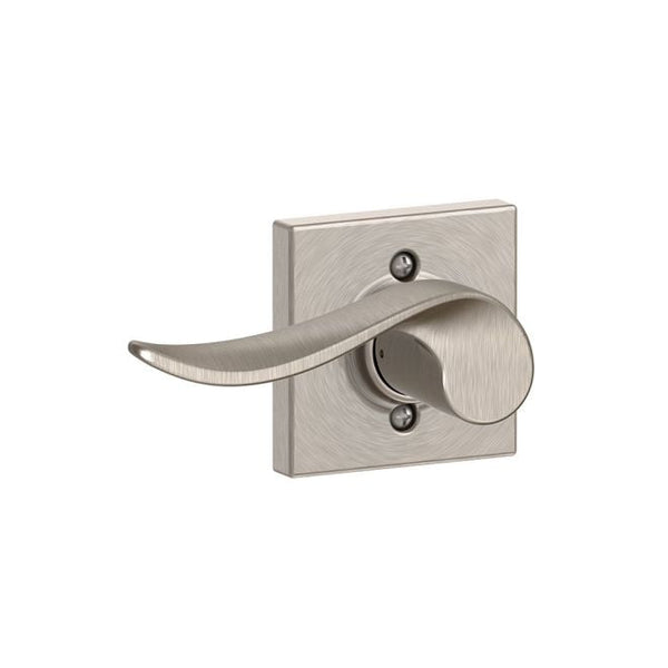 Schlage Left Hand Sacramento Lever With Collins Rosette Half Dummy in Satin Nickel finish