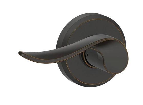 Schlage Left Hand Sacramento Lever With Greyson Rosette Half Dummy in Aged Bronze finish