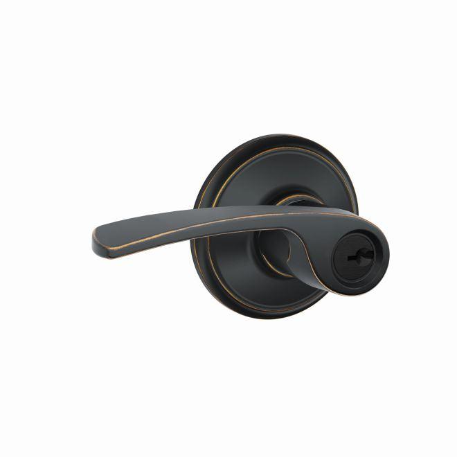 Schlage Merano Lever Keyed Entry Lock in Aged Bronze finish