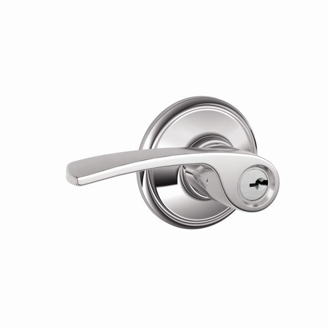 Schlage Merano Lever Keyed Entry Lock in Bright Chrome finish