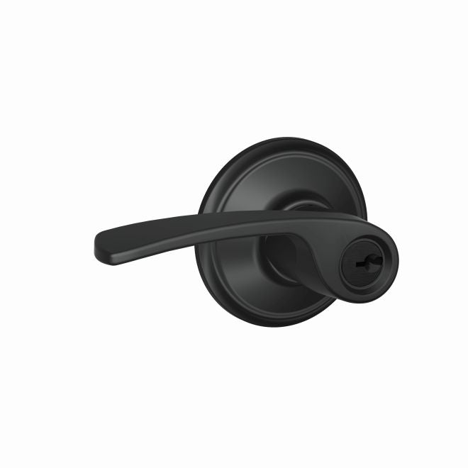 Schlage Merano Lever Keyed Entry Lock in Flat Black finish