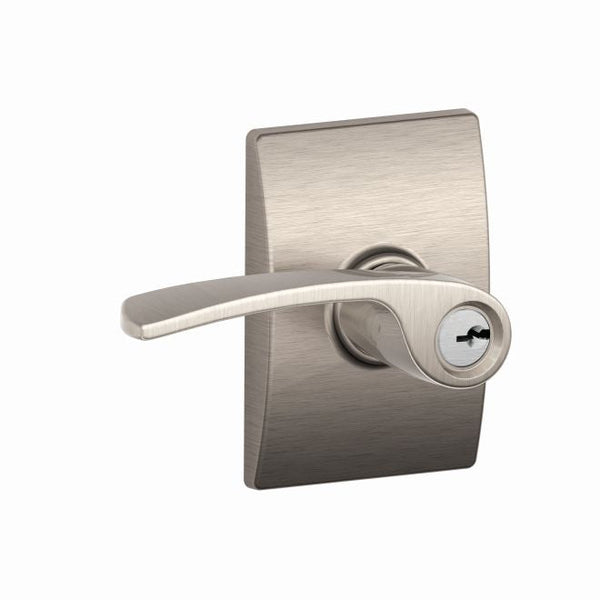 Schlage Merano Lever With Century Rosette Keyed Entry Lock in Satin Nickel finish