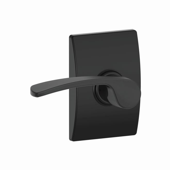 Schlage Merano Passage Lever With Century Rosette in Flat Black finish