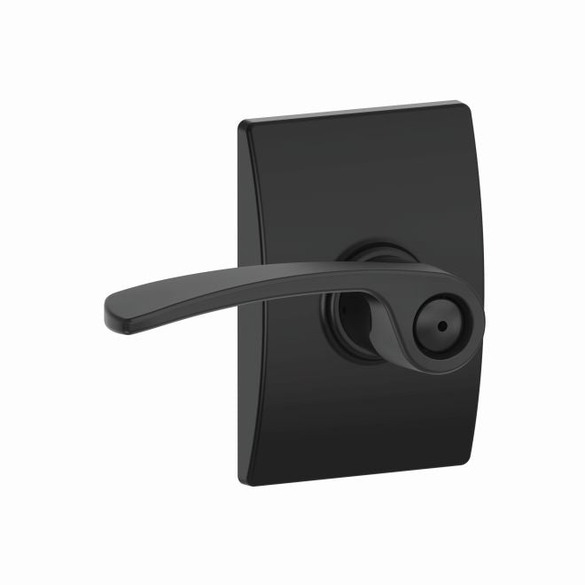 Schlage Merano Privacy Lever With Century Rosette in Flat Black finish