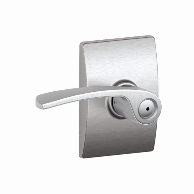 Schlage Merano Privacy Lever With Century Rosette in Satin Chrome finish