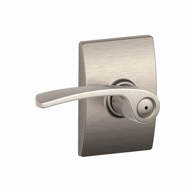 Schlage Merano Privacy Lever With Century Rosette in Satin Nickel finish