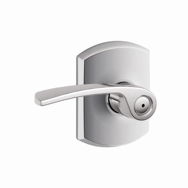 Schlage Merano Privacy Lever With Greenwich Rosette in Bright Chrome finish