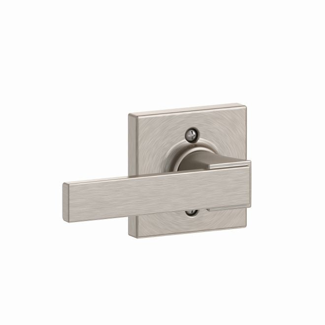 Schlage Northbrook Lever With Collins Rosette Half Dummy in Satin Nickel finish