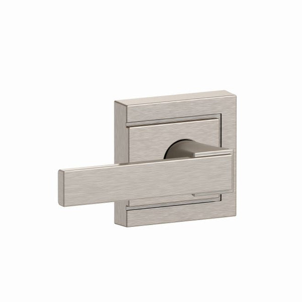 Schlage Northbrook Passage Lever With Upland Rosette in Satin Nickel finish