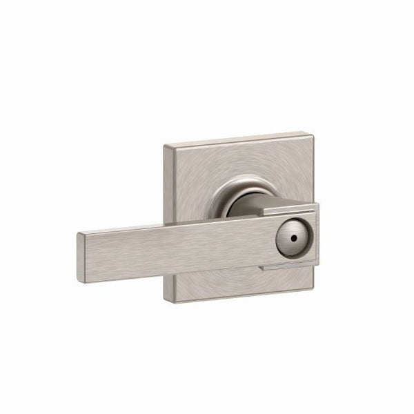 Schlage Northbrook Privacy Lever With Collins Rosette in Satin Nickel finish