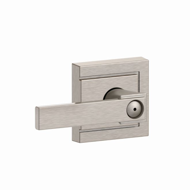 Schlage Northbrook Privacy Lever With Upland Rosette in Satin Nickel finish