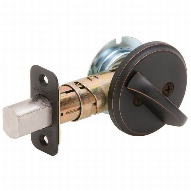 Schlage One Sided Deadbolt in Aged Bronze finish