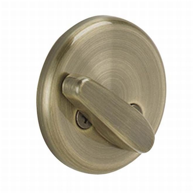 Schlage One Sided Deadbolt in Antique Brass finish