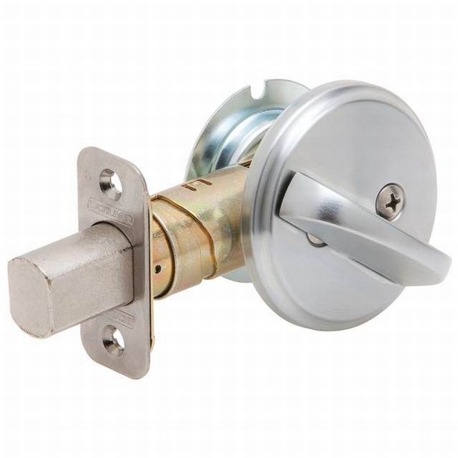 Schlage One Sided Deadbolt in Satin Chrome finish